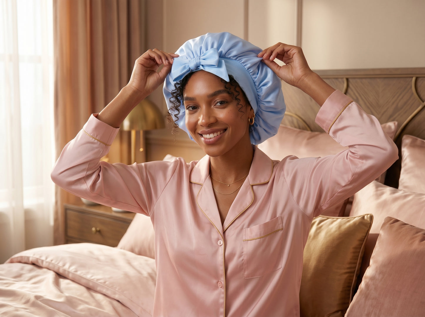 Silk Satin Hair Bonnet – Night Cap for Curly & Natural Hair